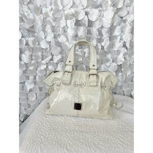 Dooney & Bourke Vintage Cream Chiara Purse Patent Leather Drawstring Bag Satchel